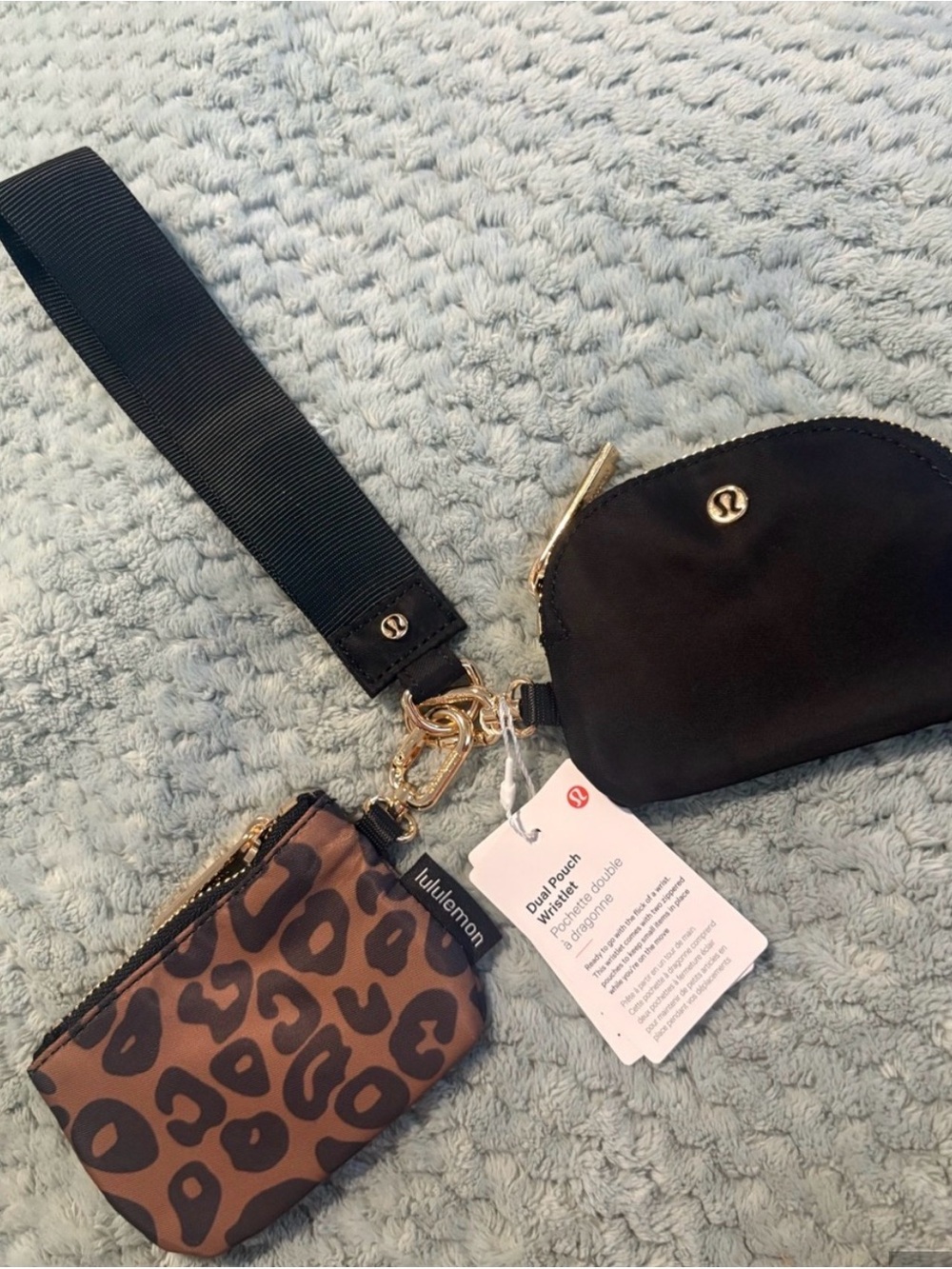lululemon athletica Dual Pouch Wristlet — Black and Brown Leopard